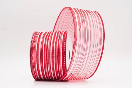 Red  Metallic Sheer Fine Pinstripe Ribbon_KW0455GC-7-7